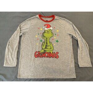 Dr. Seuss Grinchmas PJ Top Long‎ Sleeve Gray Size Large 100% Polyester